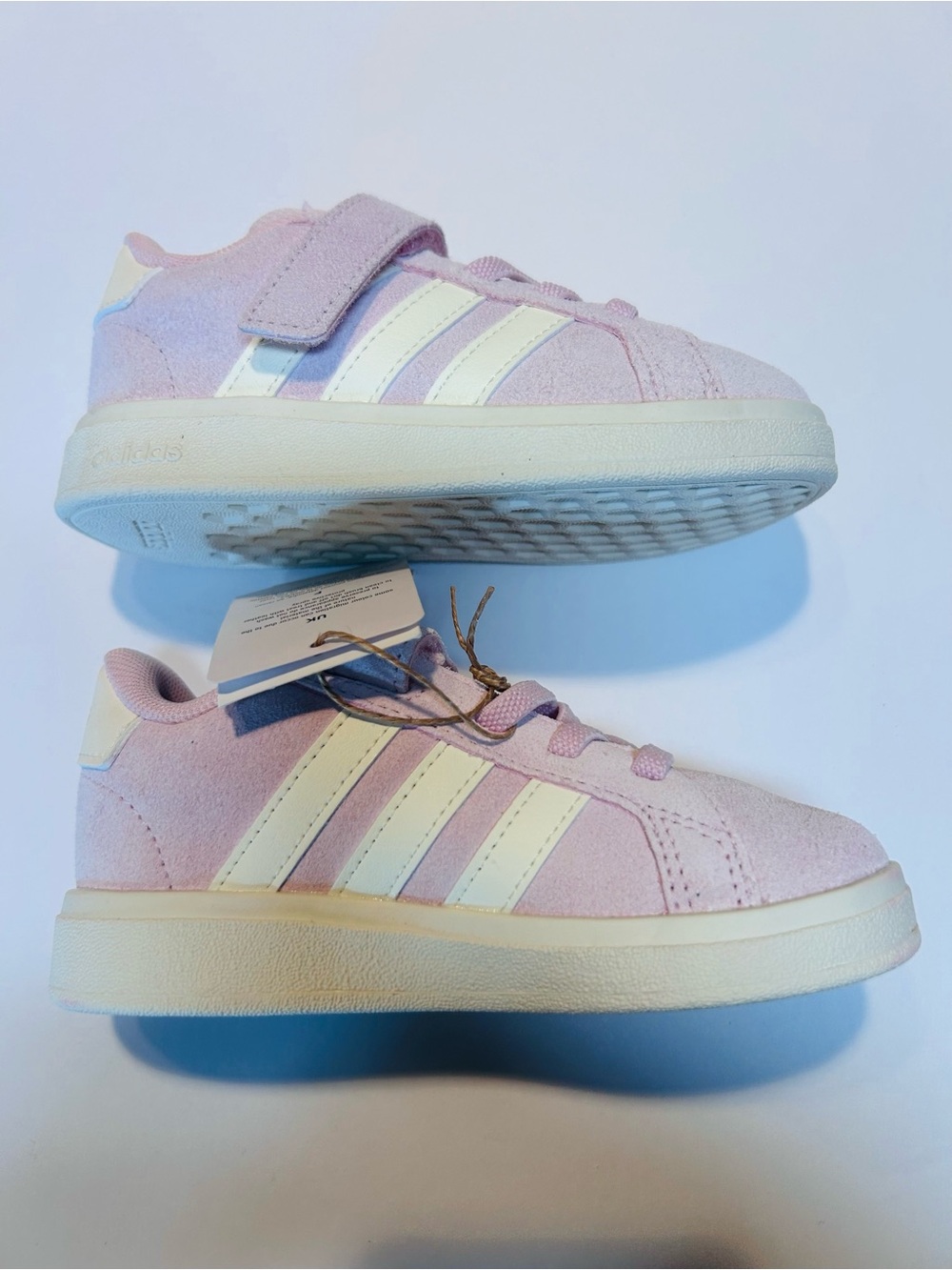NWT adidas Grand Court 00s EL Kids Sneakers Pink/White Suede Leather Toddler 8K